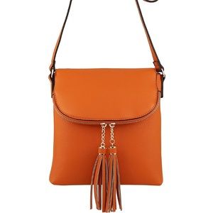 Vegan Medium Crossbody Handbag with Tassel